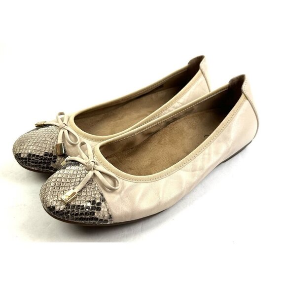 Vionic 7.5 Flats Minna Snakeskin Cap Toe Slip On Shoes Comfort Arch Support - Picture 1 of 8